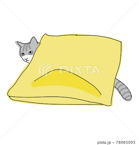 猫の全身イラスト クッションに隠れる猫のイラスト素材 猫の全身イラスト クッションに隠れる猫のイラスト素材