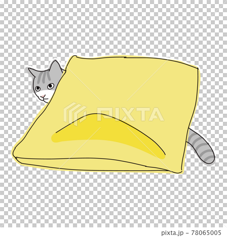 Full-body illustration of a cat: A cat hidden in a cushion Full-body illustration of a cat: A cat hidden in a cushion 78065005