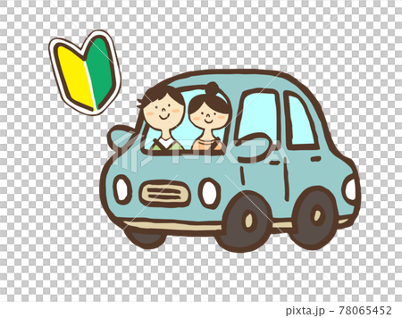 Cute beginner mark drive car person Car Drive / handwritten illustration material 78065452