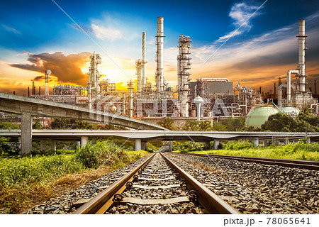 Railway and road to refinery 78065641