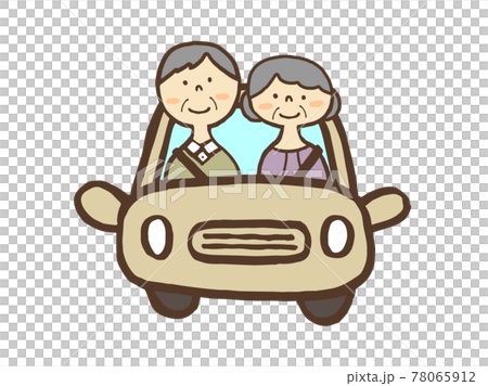Cute elderly drive car person Car Drive / handwritten illustration material 78065912