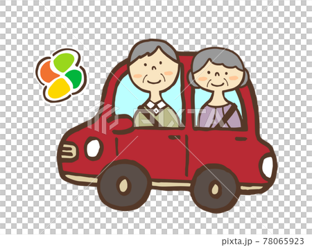 かわいい高齢者マーク ドライブ 車 人物 Car Drive 手書きイラスト素材のイラスト素材