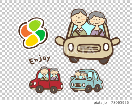 かわいい高齢者マーク ドライブ 車 人物 Car Drive 手書きイラスト素材のイラスト素材