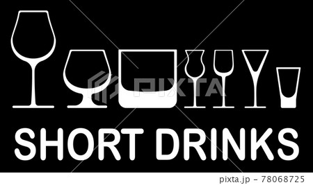 Set of glasses for short drinks and shots. Vector on black background 78068725