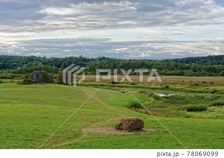 Landscape with river and meadow. 78069099