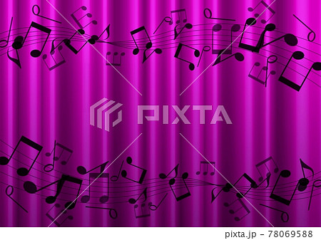 五線譜のある紫色のカーテン背景 no.01 78069588