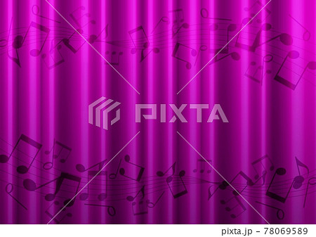 五線譜のある紫色のカーテン背景 no.02 78069589