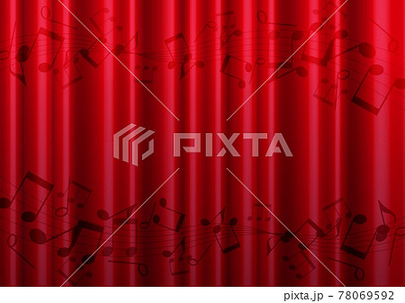 五線譜のある赤色のカーテン背景 no.02 78069592