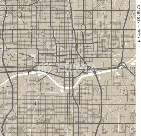 Detailed map of Oklahoma city city, linear...のイラスト素材 [78069975] - PIXTA