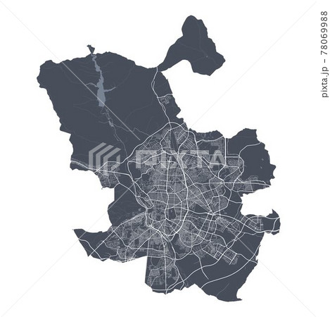 Madrid map. Detailed map of Madrid city poster with streets. Cityscape vector. 78069988