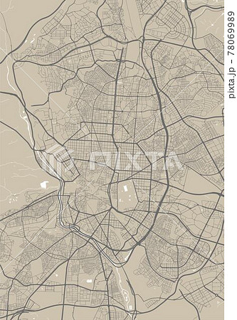 Detailed map of Madrid city, linear print map. Cityscape panorama. Detailed map of Madrid city, linear print map. Cityscape panorama. 78069989