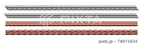 Metal rods, steel and copper bars isolated set Metal rods, steel and copper bars isolated set 78071634