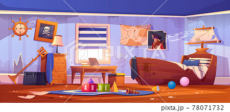 Abandoned kids bedroom in pirate style, interior 78071732