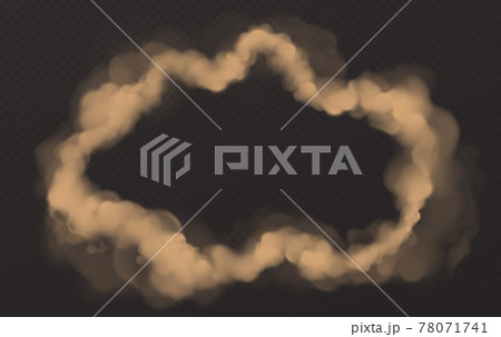 Smoke circle, round smog cloud, cigarette vapor 78071741