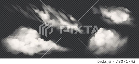 White clouds set, realistic vector smoke icons 78071742