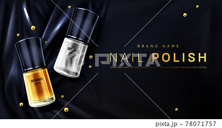 Nail polish 3d bottles gold and silver palette Nail polish 3d bottles gold and silver palette 78071757