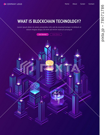 Blockchain technology isometric landing page. Blockchain technology isometric landing page. 78071786