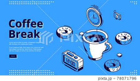 Coffee Break Isometric Landing Page Breakfastのイラスト素材