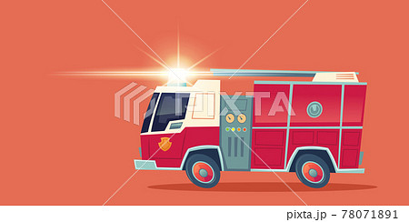 Red fire engine, emergency rescue truck 78071891