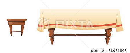 Wooden stool and table with linen cloth 78071893