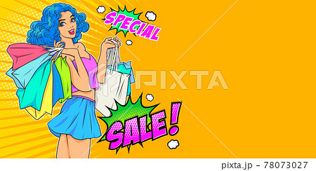 sexy young woman with shopping banner sexy young woman with shopping banner 78073027
