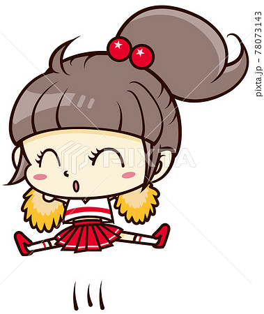 開脚ジャンプをするチアリーダーの女の子のイラスト素材 開脚ジャンプをするチアリーダーの女の子のイラスト素材