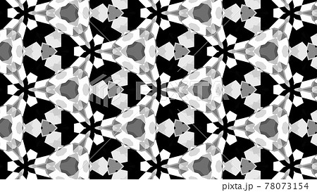 白黒の万華鏡、美しい幾何学模様 [別Verあり] 78073154