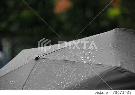 雨に濡れた撥水加工の黒い雨傘 雨に濡れた撥水加工の黒い雨傘 78073435