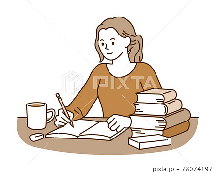 机で資格の勉強をする女性 78074197