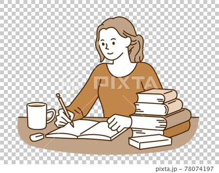 机で資格の勉強をする女性 78074197