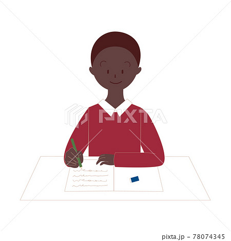 勉強する子供 黒人のイラスト素材