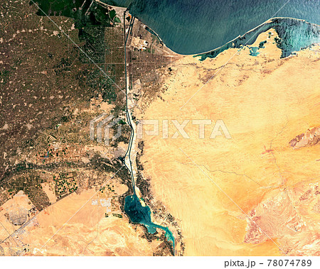 Satellite image of Suez Canal in Egypt 78074789