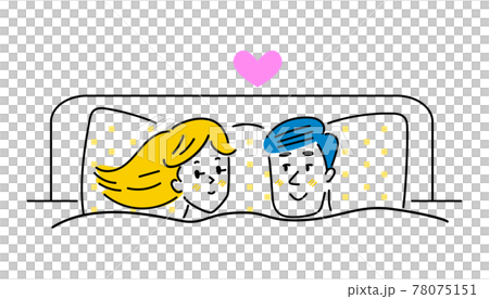 情侶睡在一起的插畫素材 78075151