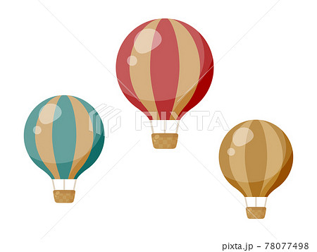 かわいい気球のイラスト 3個 レトロのイラスト素材