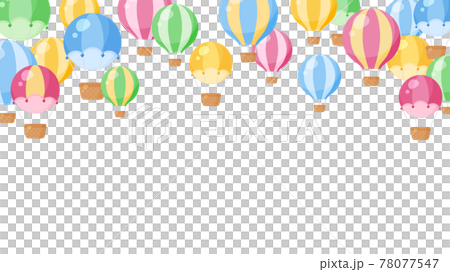 Cute balloon and air balloon frame_Illustration material_16: 9 78077547