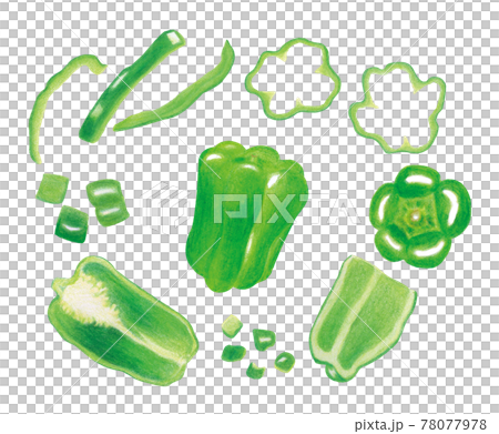 ピーマンの切り方イラスト ピーマンの切り方イラスト 78077978