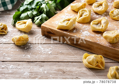 Uncooked pelmeni dumplings 78078738
