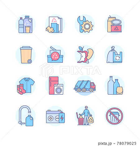 Waste sorting - modern line design style icons set 78079025