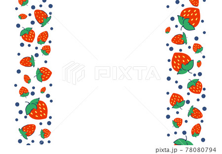Colorful background with strawberries and blueberries. Vegetarian posters with organic berries. Place for your text. Vector Colorful background with strawberries and blueberries. Vegetarian posters with organic berries. Place for your text. Vector 78080794