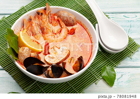 Traditional Thai soup Tom Yum kung 78081948