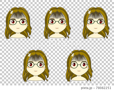 めがね女子ギャル系01 正面セットのイラスト素材