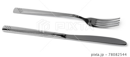 Silver fork and knife isolated on white background Silver fork and knife isolated on white background 78082544