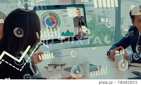 Creative visual of business people in a corporate staff meeting on video call Creative visual of business people in a corporate staff meeting on video call 78082655