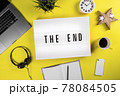 Lightbox with text THE END on office workspace, day off, graduation, vacation 78084505