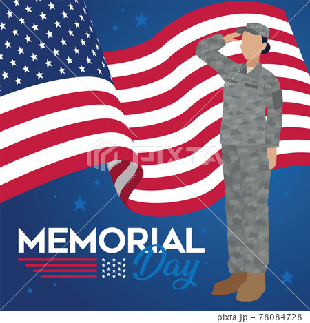 US army woman with flag of United States Memorial day US army woman with flag of United States Memorial day 78084728