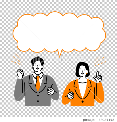 スーツの男女とふきだし スーツの男女とふきだし 78085458