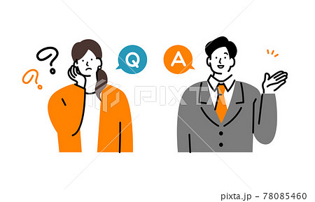 質問する女性と回答する男性 質問する女性と回答する男性 78085460