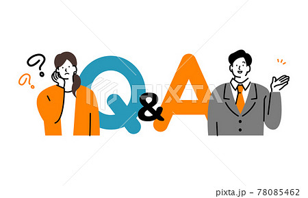 Q&Aのテキストと男女の人物 78085462