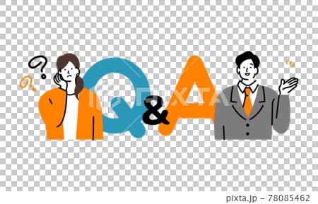 Q&Aのテキストと男女の人物 78085462
