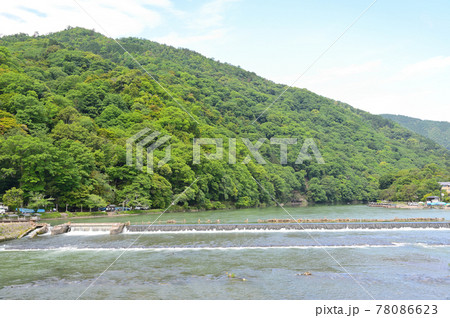 新緑の嵐山 渡月橋 大堰川 京都 新緑の嵐山 渡月橋 大堰川 京都 78086623